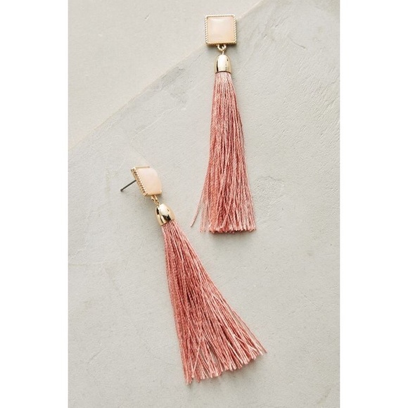 NEW Anthropologie Rhosyn Tassel Fringe Earrings NAVY & PINK [2 PAIR] - Picture 4 of 7